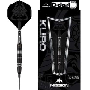 MISSION SOFT TIP DART - 19G/21G M2 KURO Razor Scallop Black Titanium Coating 95% Tungsten Soft Darts (ARROW DART LEMBUT)