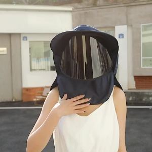 Sunscreen hat for women in summer UV resistant sun hat with face mask fisherman hat outdoor large eave hat sun hat