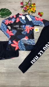 Bikini đồ bơi nữ 3 chi tiết áo tay dài quần dài quần đùi thun lạnh quảng châu cao cấp có đệm ngực BINSPORTS BHN040