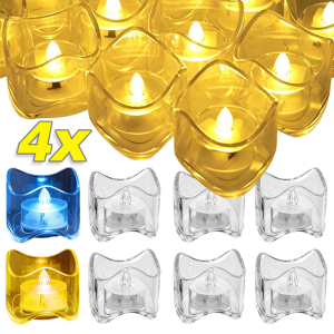 4Pcs French Style Wave Flameless LED Candle Set / Battery Powered Realistic Flickering Tealight Lights / Smokeless Safe Indoor Lighting Decor