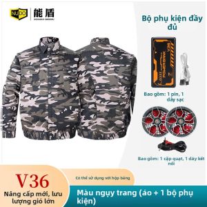 NUDO | Quần Áo Công Nhân Làm Mát Có Quạt Lưu Lượng Khí Cao Camo