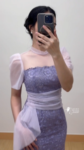 Modern Filipiniana Inspired Lavender Lace Formal Dress for Graduation Oath Taking &  Special Events