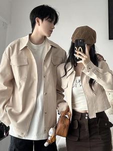 Áo Khoác Vest Cặp Đôi Thời Trang Xuân Thu Mới INS Thương Hiệu Áo Khoác Ngoài Ngắn Nữ Dài Ngắn Phong Cách Đường Phố Mỹ