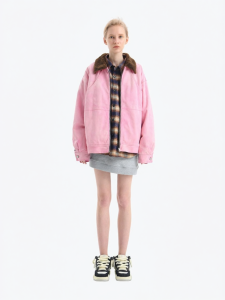 ANN ANDELMAN | Womens Denim Jacket With Fur Collar Quilted