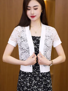 Lace Short Outerwear Summer Sleeveless Open Cardigan Thin Style Top with Strap Vest for Cheongsam Lightweight Fashionable