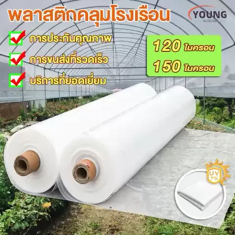 พลาสติกคลุมโรงเรือน PE เกรด A หนา 200 ไมครอน ป้องกัน UV