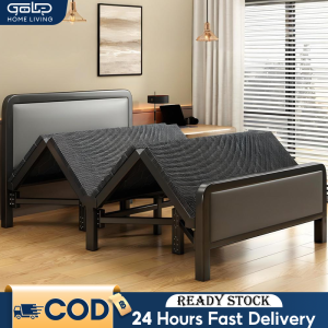 GOLD Queen Folding Bed Frame Metal Katil Lipat Katil Besi Super Single Bed Black Metal Foldable Bed Katil Single Katil Bujang Bed No Installation折疊床