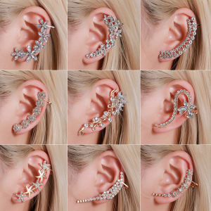 Bohemian No Hole Crystal Rhinestone Ear Cuff Wrap Stud Clip Earrings Girl Ear Bone Clip No Pierced Ear Clip Earring for Women Jewellery