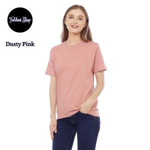 Kaos Polos Wanita Oneck Lengan Pendek Bahan Katun Combed 30s Warna Dusty Pink