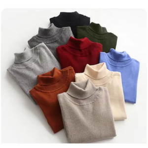 Áo Len Cao Cổ Nam Chất Liệu Cashmere Kiểu Dáng Casual Cổ Cao Dệt Kim Mặc Thu Đông Thời Trang Nam Màu Trơn Tay Dài