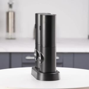 cliton | Popular Portable Adjustable Electric Pepper Mill Battery-operated Automatic Salt and Pepper Grinder Set with Led Light