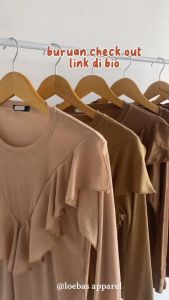 Lady Blouse Ruffel / Kaos Lengan Panjang Rumbai / Blouse Layer Ruffle Bahan Rib/Blouse Kekinian