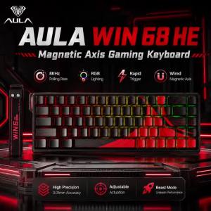 AULA | Bàn Phím Chơi Game Từ Tính AULA WIN68 HE RGB Với Công Nghệ Hall Effect Tốc Độ Phản Hồi Nhanh 8K Hỗ Trợ Thay Nóng 68 Phím Có Dây Bố Cục Esports