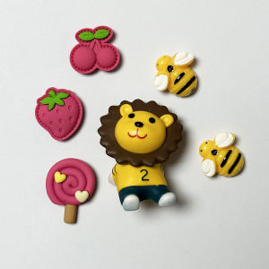 Cartoon Animal Lion Fridge Magnet Long Neck Giraffe Lion Bee Smiley Face Cute Kitchen Decorative Magnetic Stick on Patches