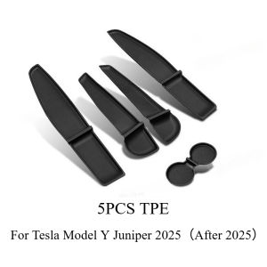 For Tesla Model Y Juniper 2025 Car Door Storage Pad 5PCS TPE Central Control Water Cup Holder Mat Organizer Tray Car Accessories