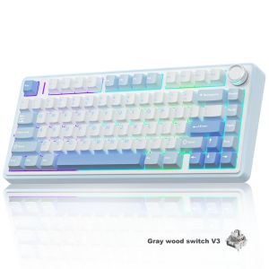AULA | AULA F75 Gaming Mechanical Keyboard Customized Tri-Mode Hot-Swap 75% Layout Gasket Structure RGB PBT Keycaps E-sports Keyboard