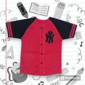 baju Jersey Baseball anak ping lengan hitam Lis hitam pakaian outdoor