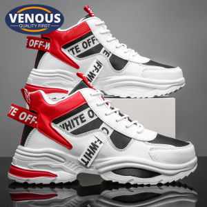 2024 New Korean Style Shoes for Men on Sale Original Casual Rubber Mens Shoes Height Increase 4CM High Cut Men Sneakers Fashion Mens Running Shoes Jogging PU Leather Sneakers for Men
