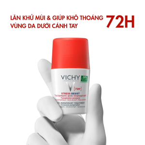 Lăn khử mùi giúp khô thoáng ngăn tiết mồ hôi vùng da dưới cánh tay LÊN ĐẾN 72H Vichy Détranspirant Intensif 50ml