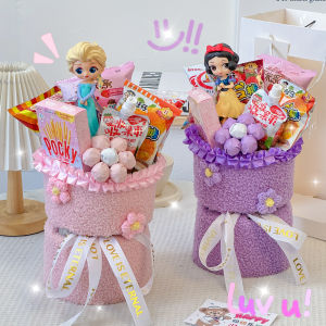 Creative Snack Lollipop Bouquet Birthday Gift for Girls Snow White Cartoon Princess Valentines Day Present Friend
