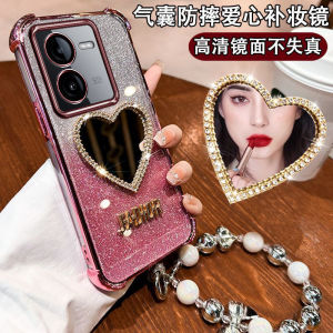 Iqooz8 Phone Case Silicone Full Cover with Makeup Mirror Lens Protection Womens Style Protective Shell for Iqooz8 X