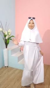 Gamis anak syari set hijab warna putih gamis muslim anak muslim anak perempuan gamis terbaru 2023 gamis putih anak perempuan gamis anak umur 3-10 tahun baju gamis putih anak perempuan gamis anak perempuan kekinian gamis anak 7 tahun set jilbab SM05