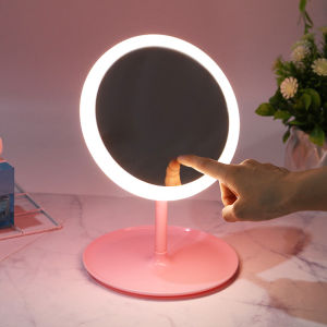 【COD】3 Color Lighting Modes Makeup Mirror LED Vanity Mirror with Light Detachable USB Charging Lighted Cosmetic 90° Rotateable Mirror with Storage Tray Touch Screen Portable