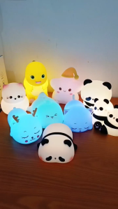 Lampu Tidur Silikon Karakter Lampu Led Lampu Portable Panda Night Light Star Lamp Rechargeable Lampu Tidur Kucing Warna Warni