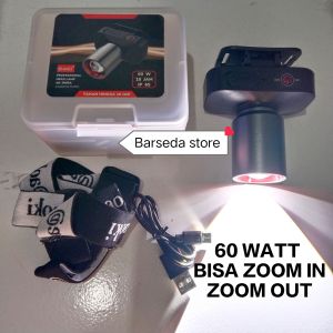 Senter Kepala 60 WATT LED Bisa ZOOM Jarak Jauh IP65 AOKI AK-3685A / AK3686K Profesional Headlamp
