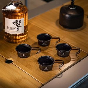 CAMPINGMOON BKS-050 Bị Đen Thép Không Gỉ Mạ Titan Soju Tuyết Cốc Di Động Cắm Trại Ngoài Trời Cà Phê Kung Fu Trà