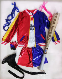 ชุดคอสเพลย์ฮาร์เลย์ควินน์สำหรับเด็กชุดฆ่าตัวตาย7ชิ้น/เซ็ต