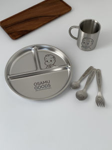 304 Stainless Steel Meal Plate Dining Set Fruit Plate Breakfast Plate Home Use Plate Separator Baby Childrens Tableware
