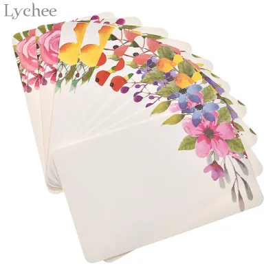 50pcs Handmade Flower Message Scrapbook Paper Card DIY Greeting Cards Postcards Party Wedding Invitation Cards