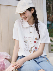BY IHAPPY | Áo Thun Polo Cổ Sơ Mi Tay Ngắn Form Rộng Chất Liệu Lyocell Trắng
