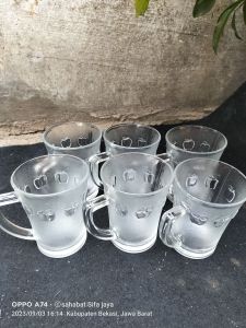 murah 6pcs cangkir kopi/gelas kopi/gelas kaca tebal/gelas gagang