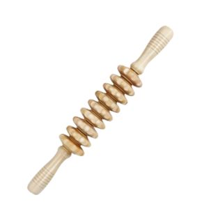 Solid Wood Spiked Club Depth Massage Roller Back Waist Cervical Spine Rolling Fascia Rod Yoga Roller Leg Fitness Stick