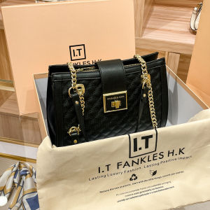 Hong Kong Brand Genuine Leather Large Capacity Tote Bag Womens Single Shoulder Diamond Pattern Chain Bag Fashionable New 2025