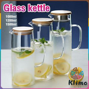 KLIMO Heat Resistant Kettle Jug Glass Water Jar Hot and Cold Juice Coffee Tea 1500ml