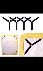 TUKUO ID [4PCS] Penjepit Sprei Segitiga Tali Jepitan Sepri Tali Pengait Sudut Seprei Penjepit Ujung Sprei Kasur Bed Sheet Clip Holder 4 PCS FS-1809