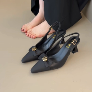 LOEI Evelyn High Heels Wanita Elegan Party Aksen Bunga Pita C11