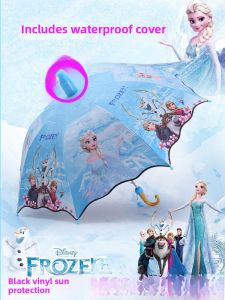 Waterproof Childrens Umbrella Cartoon Automatic Sunshade Umbrella for Boys And Girls Kindergarten Students Princess Elsa