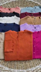 cardigan anak perempuan lengen panjang bhan waffle usia 1--12 thaun lembut/adem