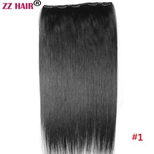 ZZHAIR 100% Brazilian Human Remy Hair Extensions 16"-24" 1Pcs Set 200g No Lace Clip-in One Piece Natural Straight