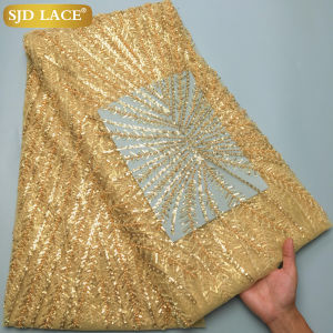 SJD LACE African Beaded Lace Fabric French Tulle Embroidery Lace 2024 High Quality Nigerian Beads For Women Wedding Dresses 3980