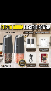 [SG Stock] Automatic Electric Grinder for Salt & Pepper | Type-C Rechargeable | Adjustable Coarseness | Fresh Ground Spice Power | LED Light