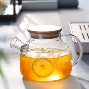 Bình Pha Trà Thuỷ Tinh Chịu Nhiệt Lưới Lọc Lò Xo Kèm Nắp Gỗ 1000 Ml