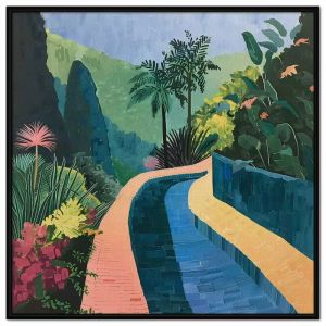 Tranh sơn dầu phong cảnh trừu tượng góc vườn đẹp tranh treo tường dán tường trang trí phòng khách nội thất. CGI-634