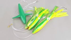 TEASER 203g 9inch TR007set Big Game Fishing Trolling Lure Soft Skirt Silicone Tuna Lure Saltwater Soft Squid Glow Trolling Bait