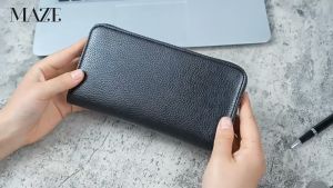 MAZE Easton Men Long Purse Simple Cards Cash Coin Phone Holder Man Zipper Wallet Dompet Lelaki