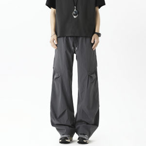 Quần Ống Đứng Mỏng Thoáng Khí Nhanh Khô Gấp Màu Đen Cho Nam Mùa Hè Quần Áo Bảo Hộ Lao Động Phong Cách Thường Ngày Quần Áo Công Sở